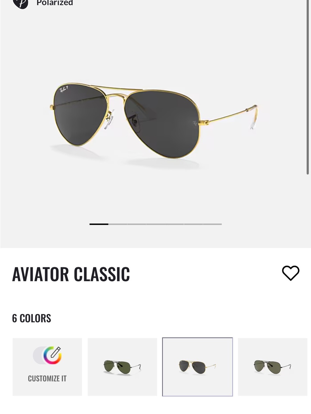 Ray-Ban Aviator Sunglasses - Gold Frame with Black/Dark Grey Lenses